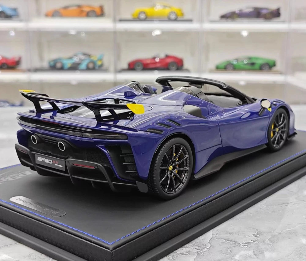 [BBR] 1:18 Ferrari 2023 SF90 XX Spider Blu Corsa & Yellow Model Car Resin