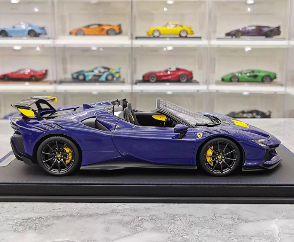 [BBR] 1:18 Ferrari 2023 SF90 XX Spider Blu Corsa & Yellow Model Car Resin