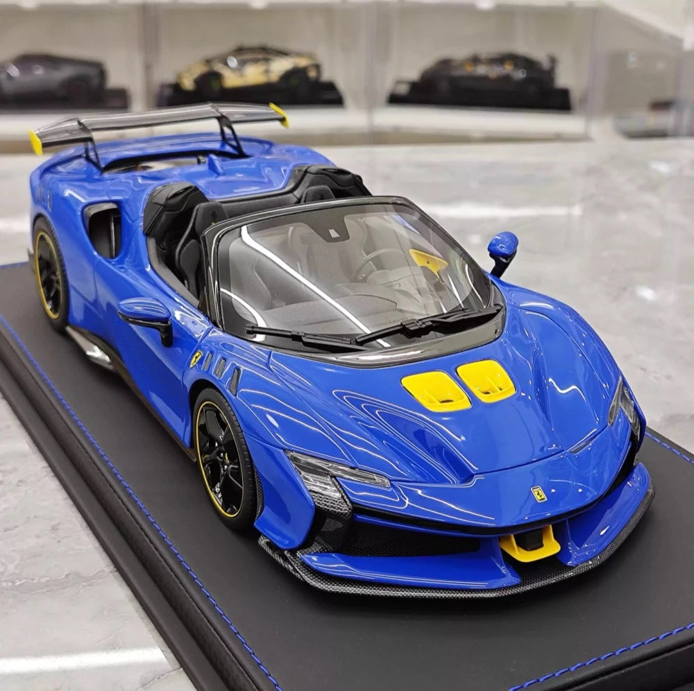 [BBR] 1:18 Ferrari 2023 SF90 XX Spider Glossy Blue & Yellow Model Car Resin