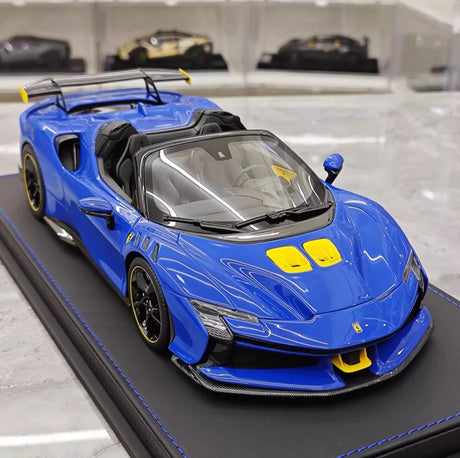 [BBR] 1:18 Ferrari 2023 SF90 XX Spider glanzend blauw & geel modelauto Hars