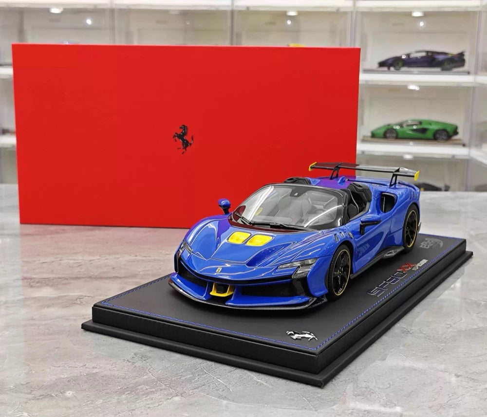 [BBR] 1:18 Ferrari 2023 SF90 XX Spider Glossy Blue & Yellow Model Car Resin