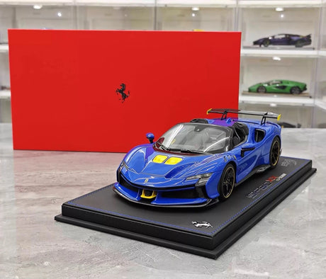 [BBR] 1:18 Ferrari 2023 SF90 XX Spider glanzend blauw & geel modelauto Hars