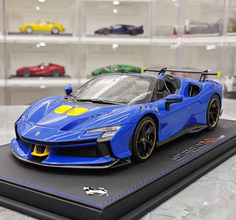 [BBR] 1:18 Ferrari 2023 SF90 XX Spider Glossy blu & giallo modellino di auto resina