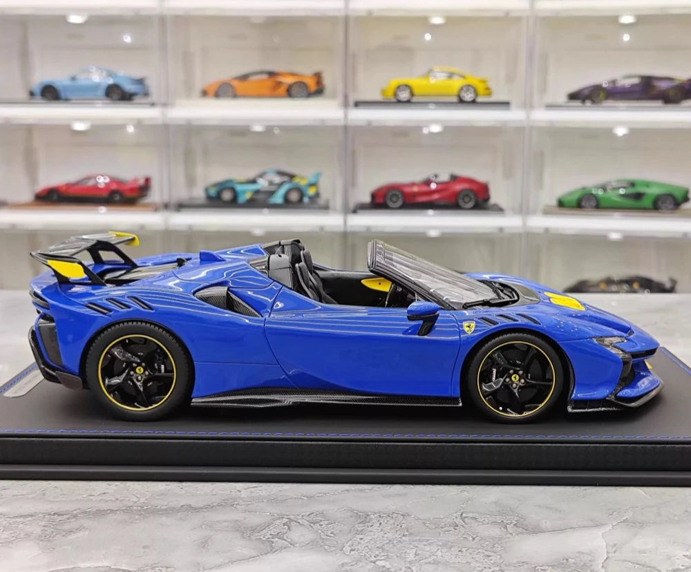[BBR] 1:18 Ferrari 2023 SF90 XX Spider Glossy blu & giallo modellino di auto resina
