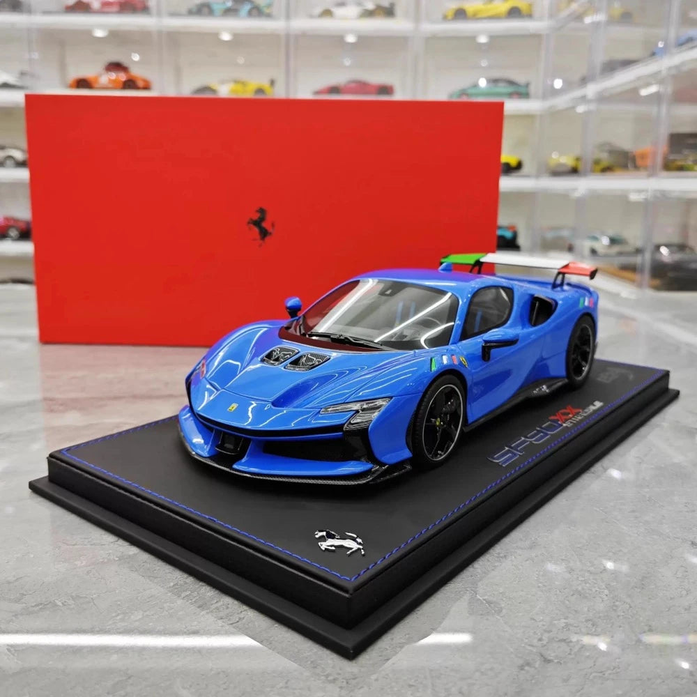 [BBR] 1:18 Ferrari 2024 SF90 XX Stradale Glossy Blue & Black Model Car Resin