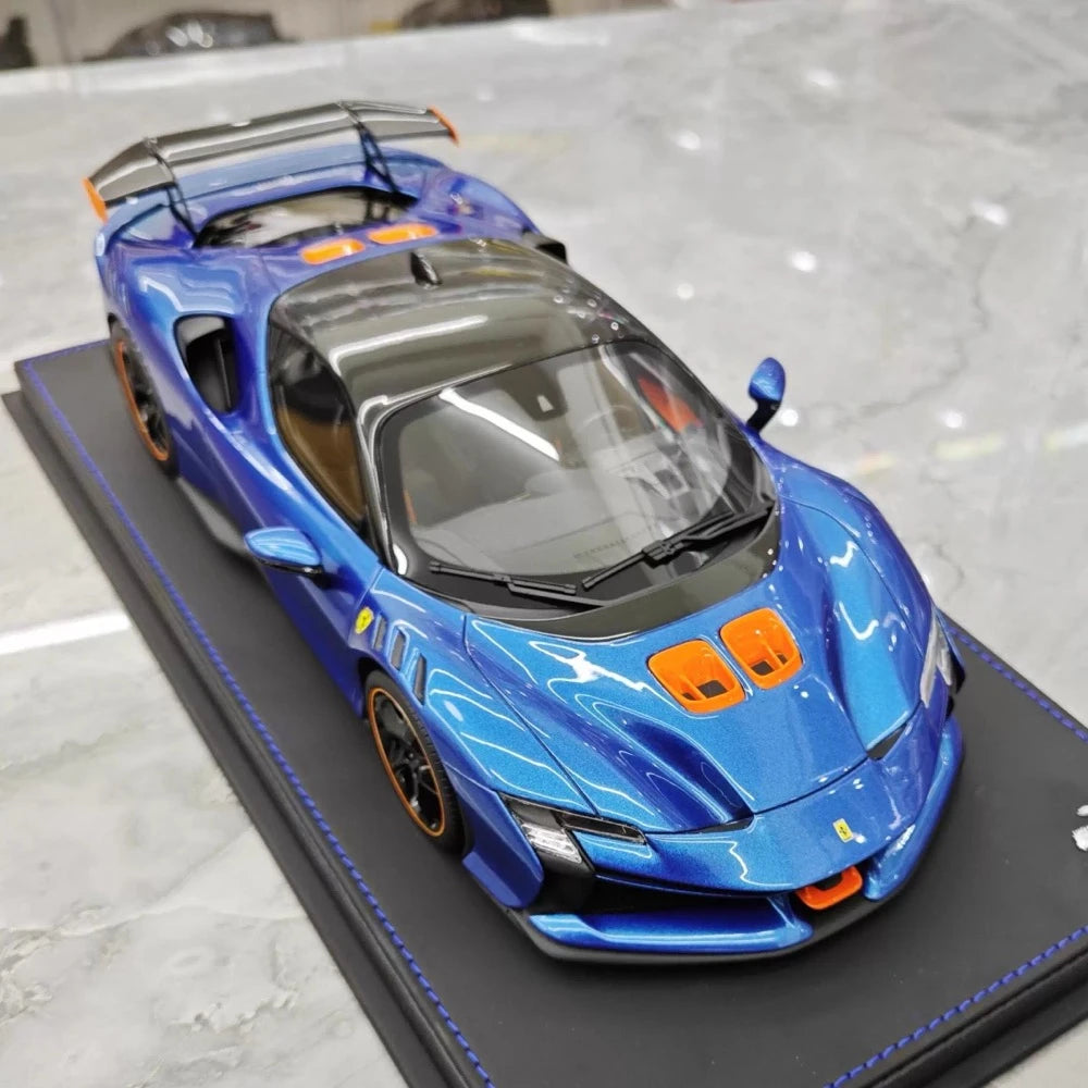 [BBR] 1:18 Ferrari 2024 SF90 XX Stradale Glossy Blue & Orange Model Car Resin