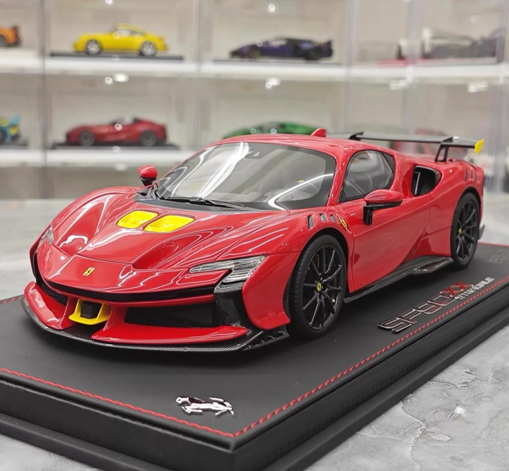 [BBR] 1:18 Ferrari 2024 SF90 XX Stradale Glossy Red & Yellow Model Car Resin