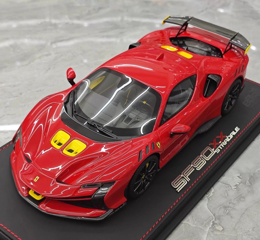 [BBR] 1:18 Ferrari 2024 SF90 XX Stradale Glossy Red & Yellow Model Car Resin