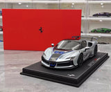 [BBR] 1:18 Ferrari 2024 SF90 XX Stradale Glossy Silver & Black Model Car Resin