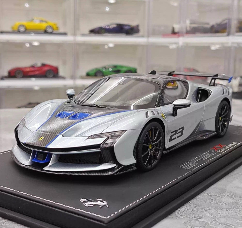 [BBR] 1:18 Ferrari 2024 SF90 XX Stradale Glossy Silver & Black Model Car Resin