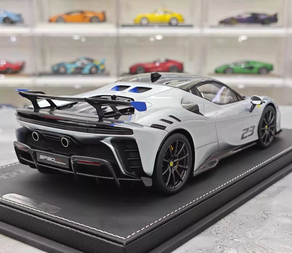 [BBR] 1:18 Ferrari 2024 SF90 XX Stradale Glossy Silver & Black Model Car Resin