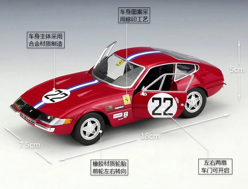[Bburago] 1:24 Ferrari 1971 365 GTB/4 Competizione Series I Model Car Die-Cast
