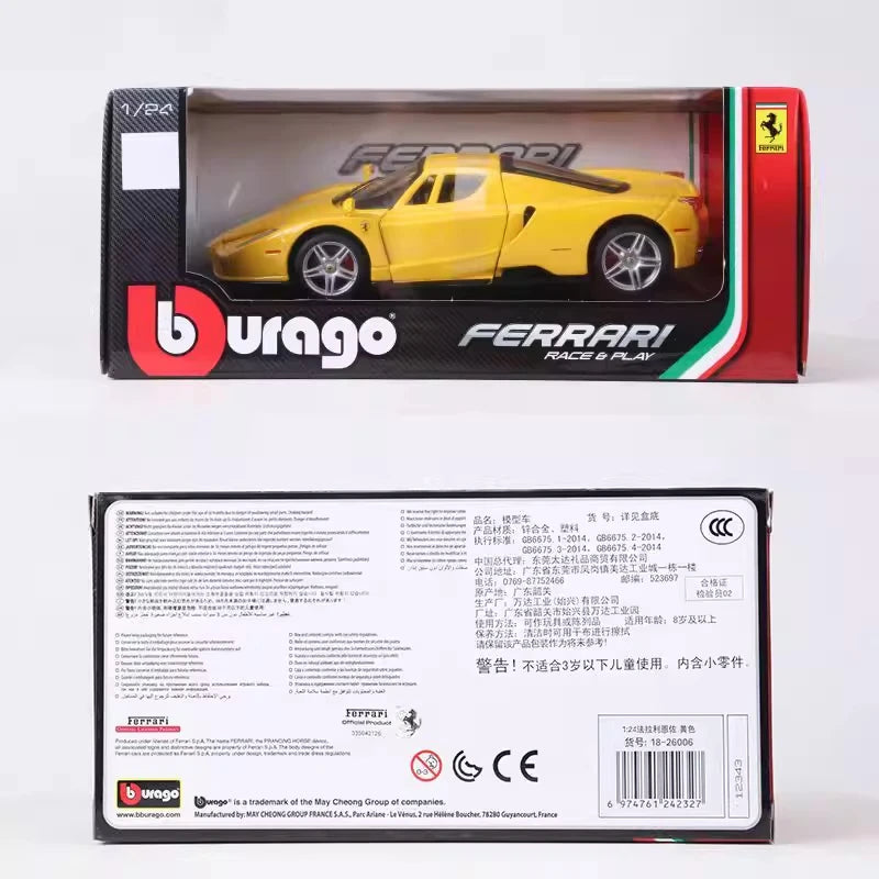 [Bburago] 1:24 Ferrari 2002 Enzo Yellow Model Car Die-Cast