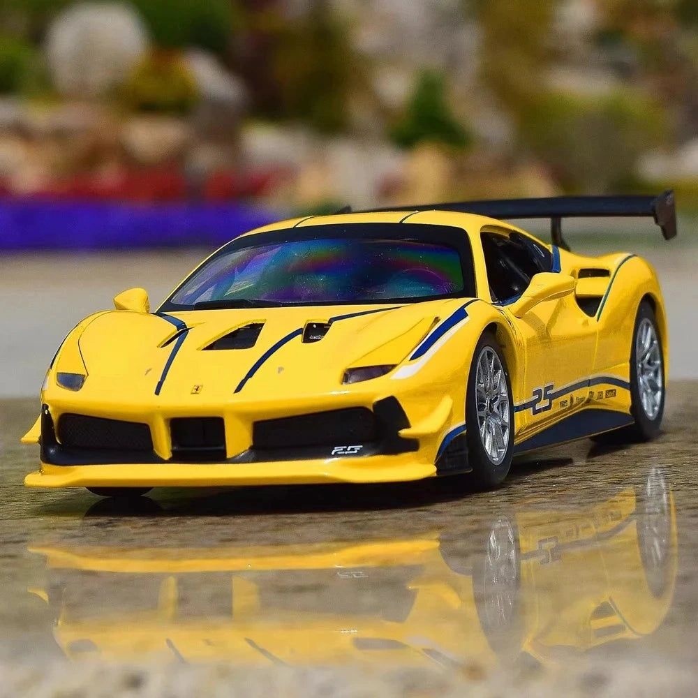 [Bburago] 1:24 Ferrari 2018 488 Challenge giallo modellino di auto Die-Cast