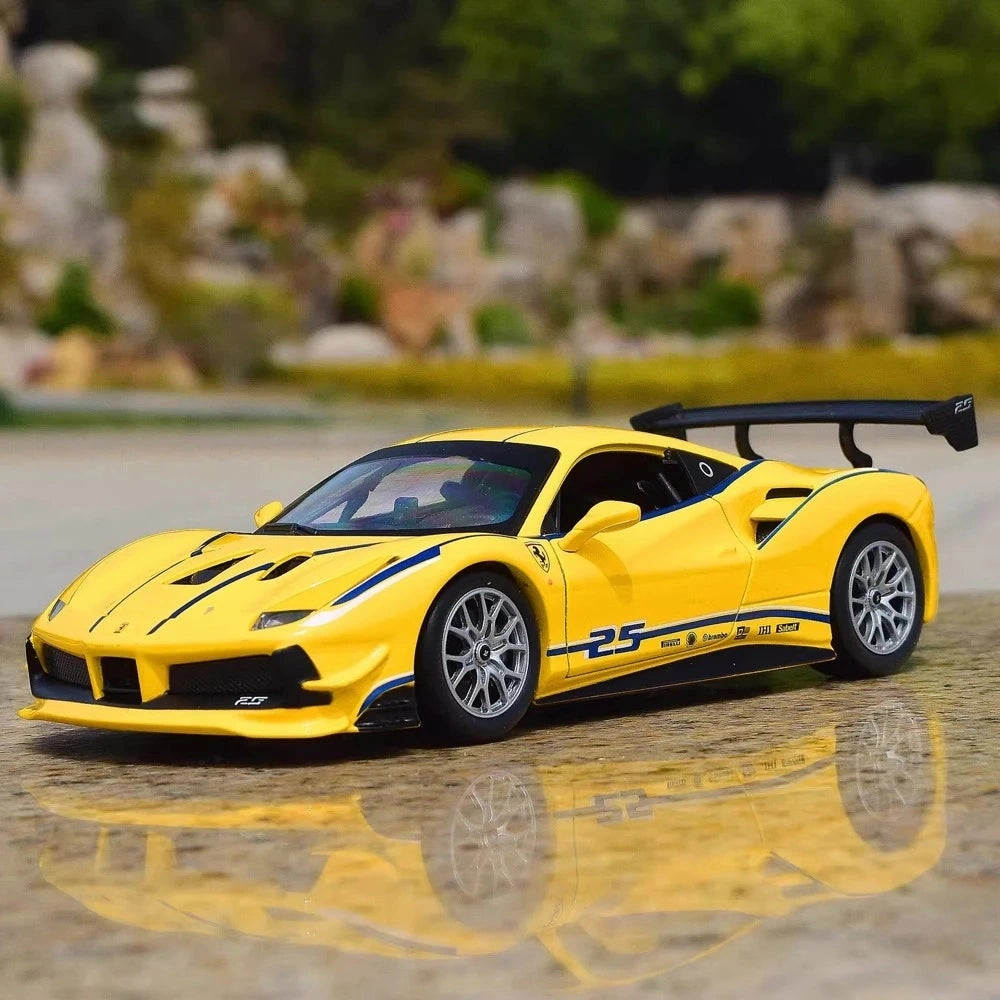 [Bburago] 1:24 Ferrari 2018 488 Challenge Yellow Model Car Die-Cast