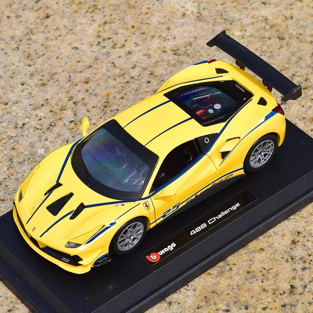 [Bburago] 1:24 Ferrari 2018 488 Challenge giallo modellino di auto Die-Cast