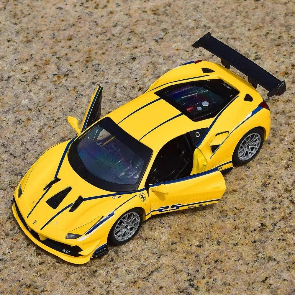 [Bburago] 1:24 Ferrari 2018 488 Challenge giallo modellino di auto Die-Cast