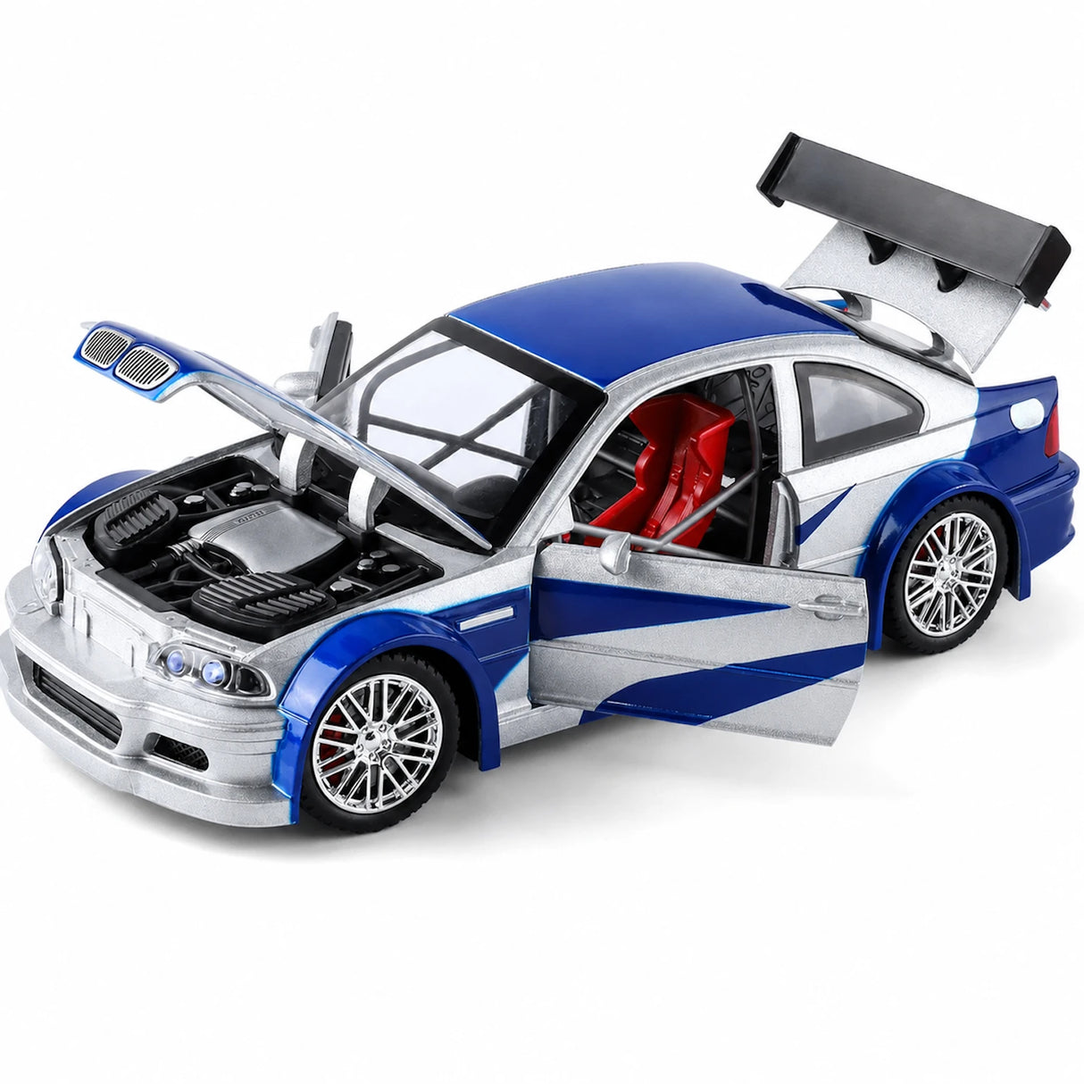 BMW 2001 M3 GTR E46 فضي 1:24 – نموذج عرض معدني مصبوب