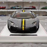 [CE] 1:18 Lamborghini 2013 Aventador LB LP700-4 Grey Yellow Stripe Model Car Resin