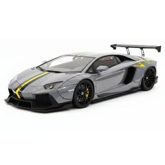 [CE] 1:18 Lamborghini 2013 Aventador LB LP700-4 Grey Yellow Stripe Model Car Resin