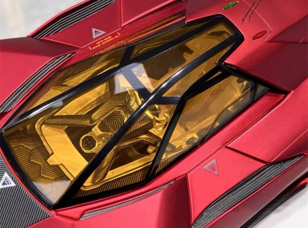 [CE] 1:18 Lamborghini 2013 Egoista Stripe opaco rosso modellino di auto resina