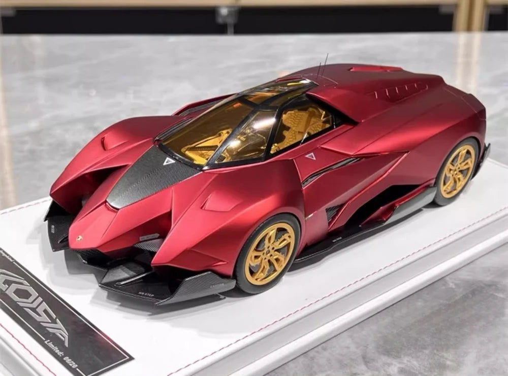[CE] 1:18 Lamborghini 2013 Egoista Stripe opaco rosso modellino di auto resina