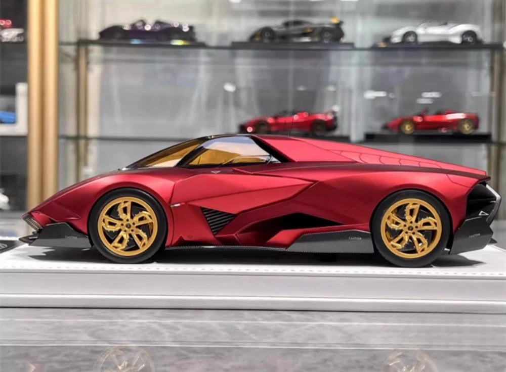 [CE] 1:18 Lamborghini 2013 Egoista Stripe mat rood modelauto Hars