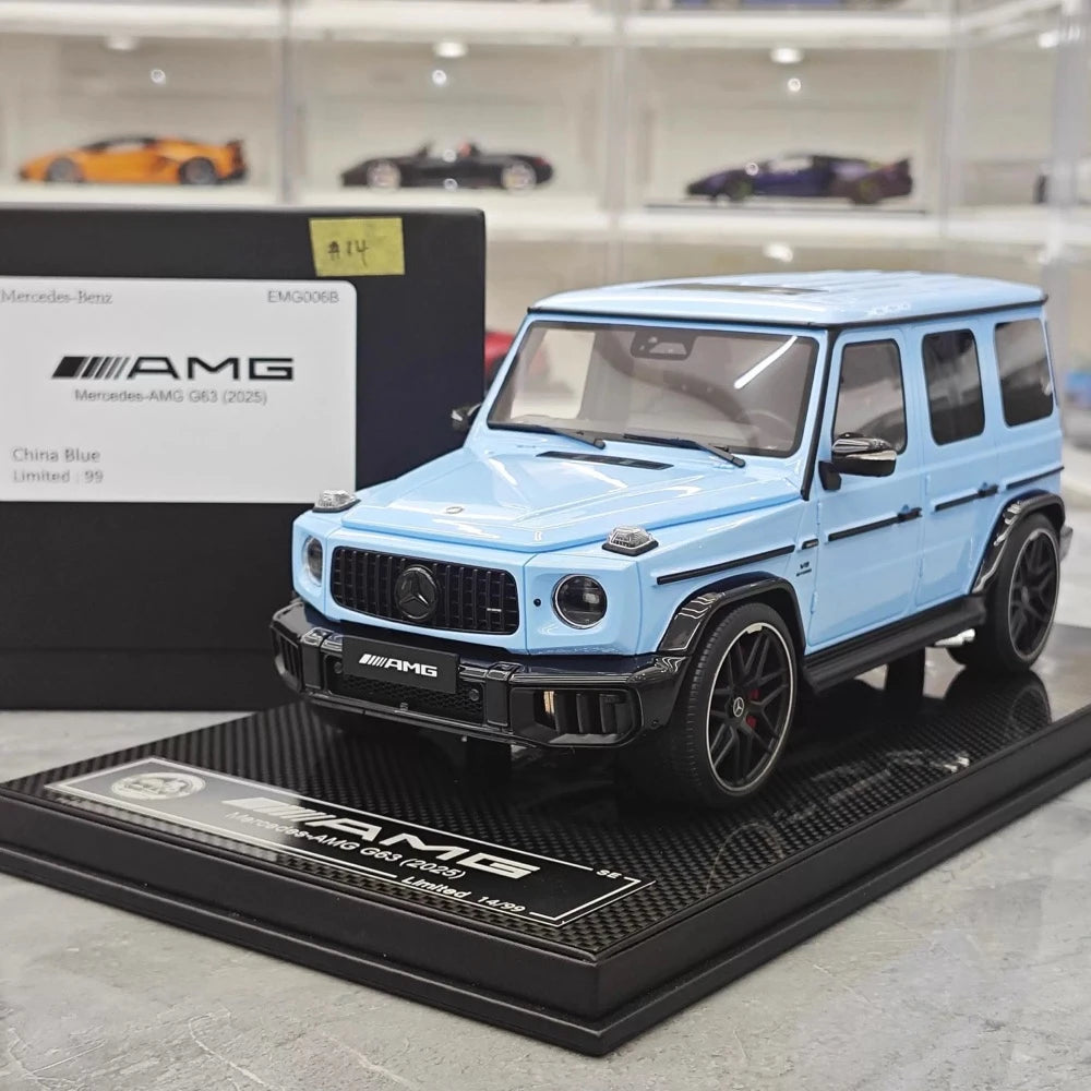 [Dino Model] 1:18 Mercedes-Benz 2025 G63 AMG Glossy blå modellbil resin