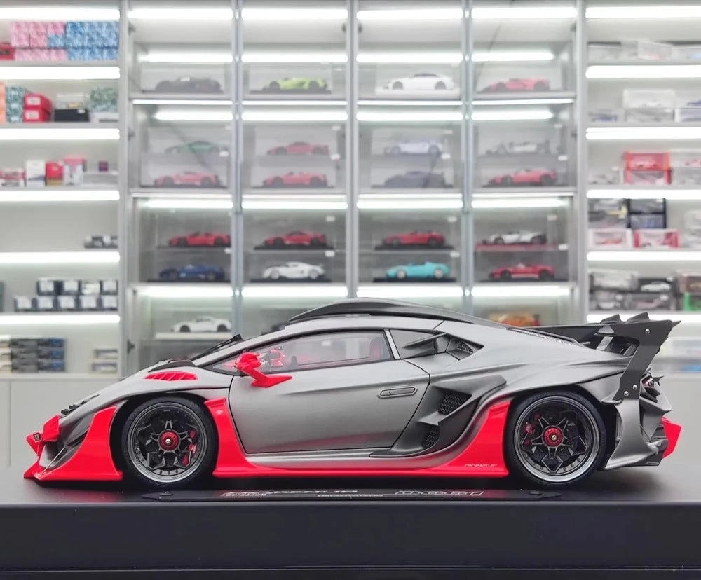 [DreamWalkers] 1:18 Lamborghini 2020 Huracan D661 Matte Gray & Red Model Car Resin