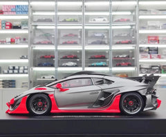 [DreamWalkers] 1:18 Lamborghini 2020 Huracan D661 Matte Gray & Red Model Car Resin