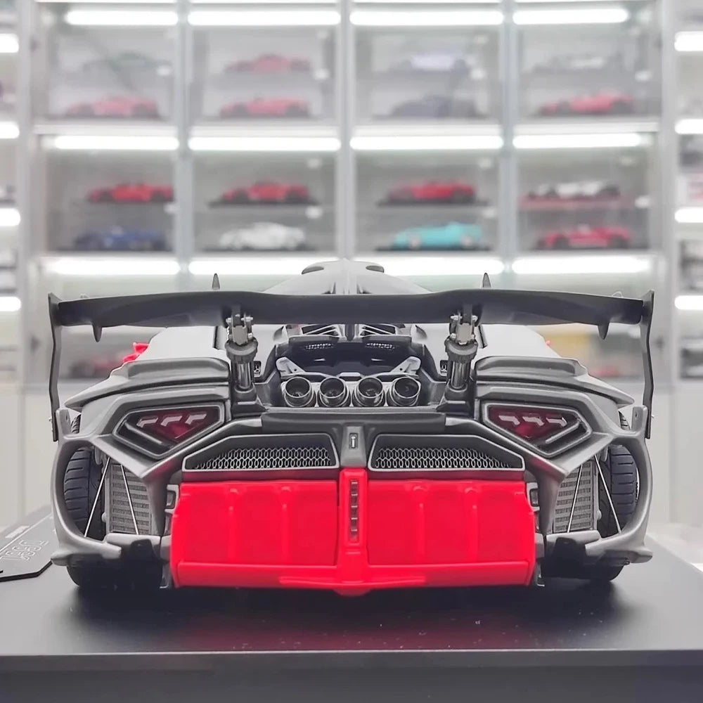 [DreamWalkers] 1:18 Lamborghini 2020 Huracan D661 Matte Gray & Red Model Car Resin