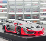 [DreamWalkers] 1:18 Lamborghini 2020 Huracan D661 Matte Gray & Red Model Car Resin