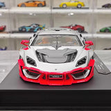 [DreamWalkers] 1:18 Lamborghini 2020 Huracan P61 Roadster マット シルバー & レッド モデルカー レジン