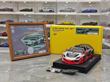 [DreamWalkers] 1:18 Lamborghini 2020 Huracan P61 Roadster Matte Silver & Red Model Car Resin