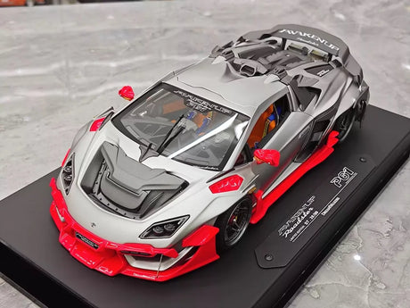 [DreamWalkers] 1:18 Lamborghini 2020 Huracan P61 Roadster Matte Silver & Red Model Car Resin