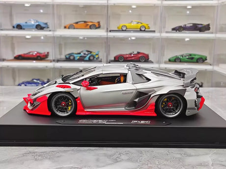 [DreamWalkers] 1:18 Lamborghini 2020 Huracan P61 Roadster Matte Silver & Red Model Car Resin