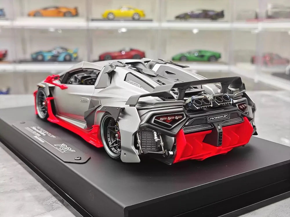[DreamWalkers] 1:18 Lamborghini 2020 Huracan P61 Roadster マット シルバー & レッド モデルカー レジン