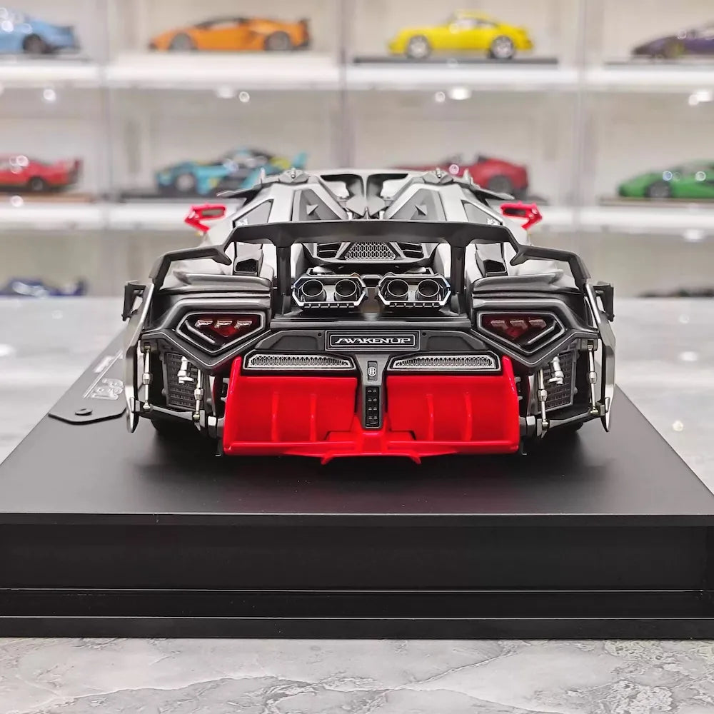 [DreamWalkers] 1:18 Lamborghini 2020 Huracan P61 Roadster Matte Silver & Red Model Car Resin