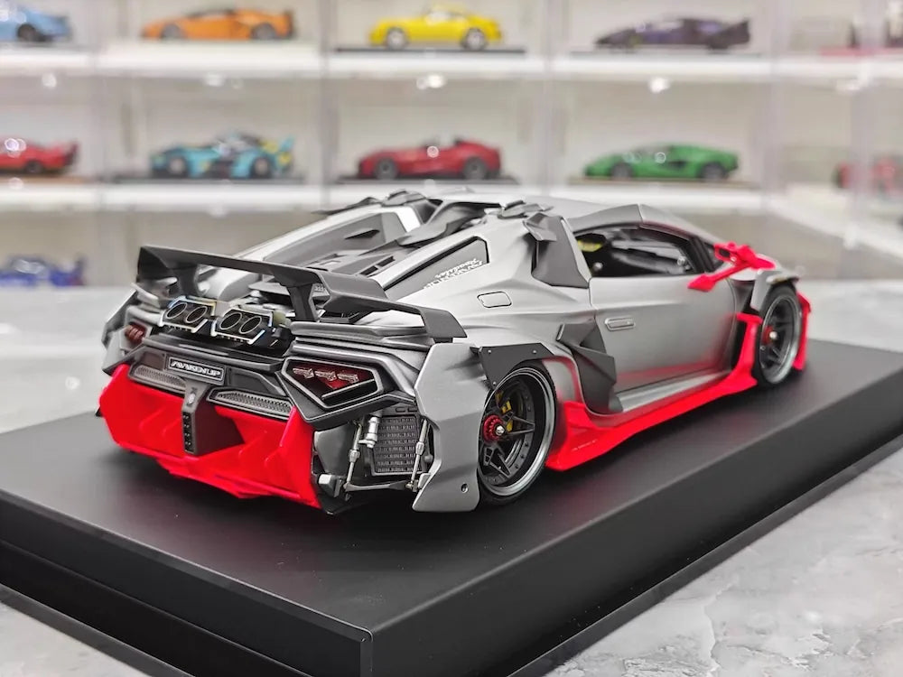 [DreamWalkers] 1:18 Lamborghini 2020 Huracan P61 Roadster Matte Silver & Red Model Car Resin