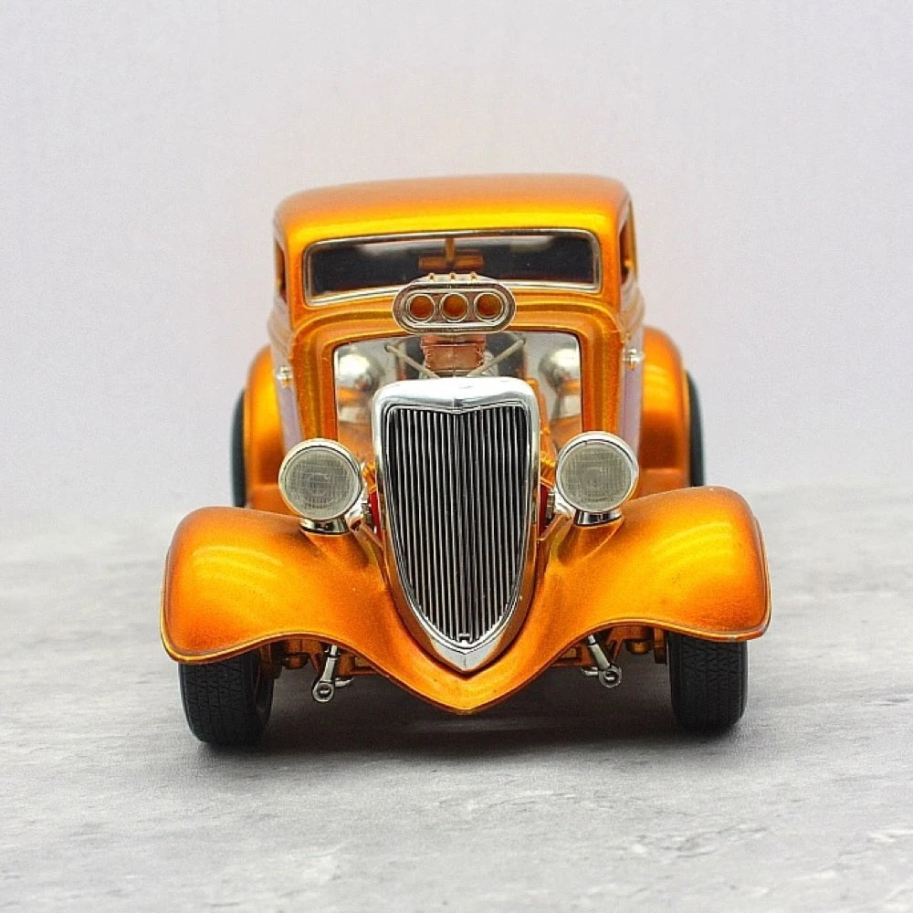 [ERTL] 1:18 Ford 1934 Hot Rod Gold Model Car Die-Cast