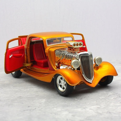 [ERTL] 1:18 Ford 1934 Hot Rod Gold Model Car Die-Cast