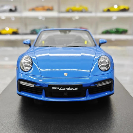 [GT Spirit] 1:18 Porsche 2023 911 992 Turbo S Cabriolet Blue Model Car Resin