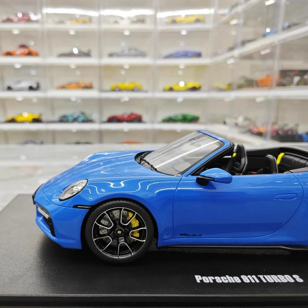 [GT Spirit] 1:18 Porsche 2023 911 992 Turbo S Cabriolet Blue Model Car Resin