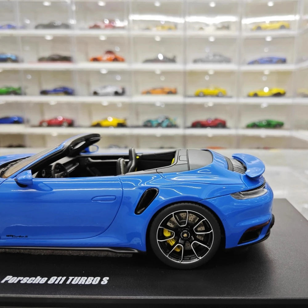 [GT Spirit] 1:18 Porsche 2023 911 992 Turbo S Cabriolet Blue Model Car Resin