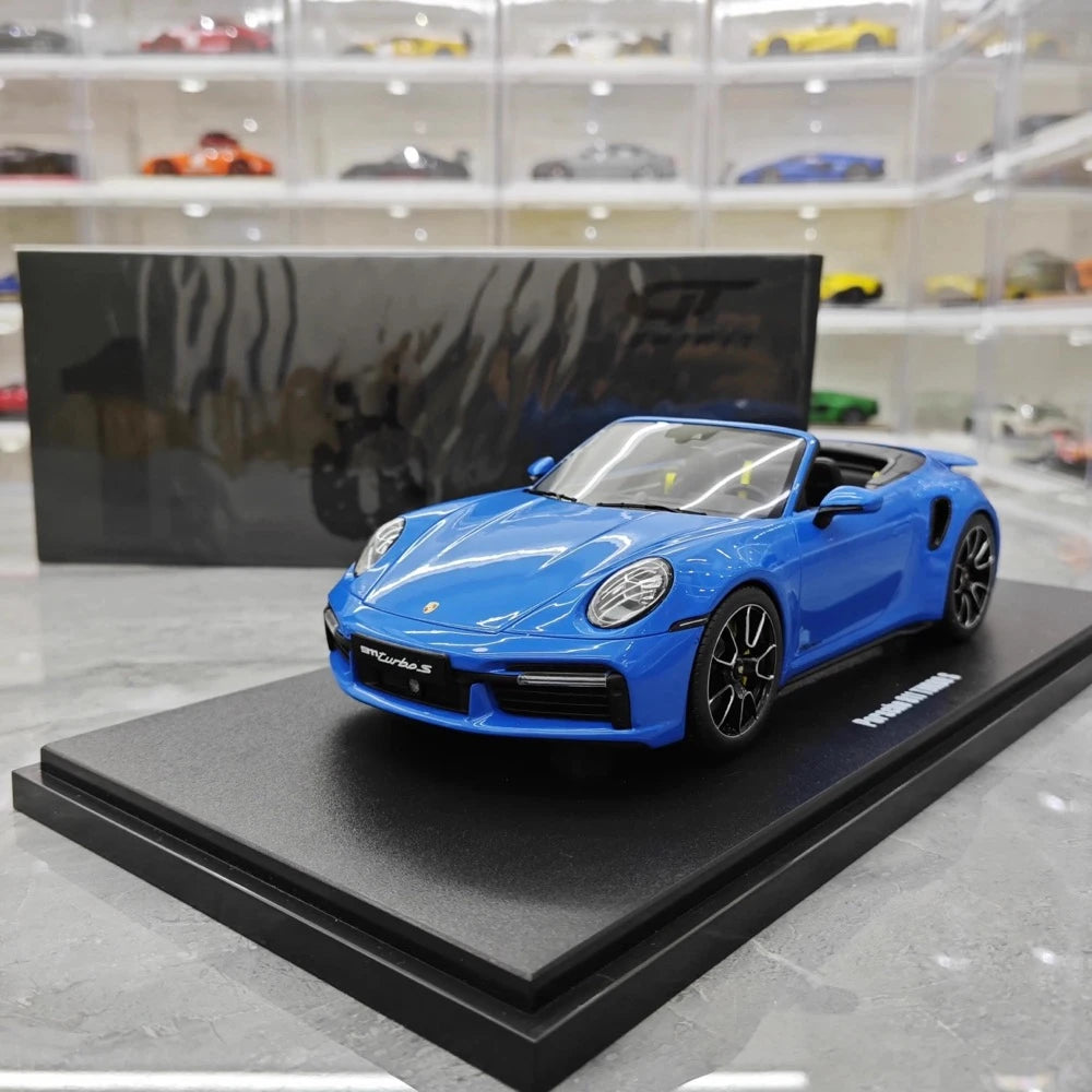 [GT Spirit] 1:18 Porsche 2023 911 992 Turbo S Cabriolet Blue Model Car Resin