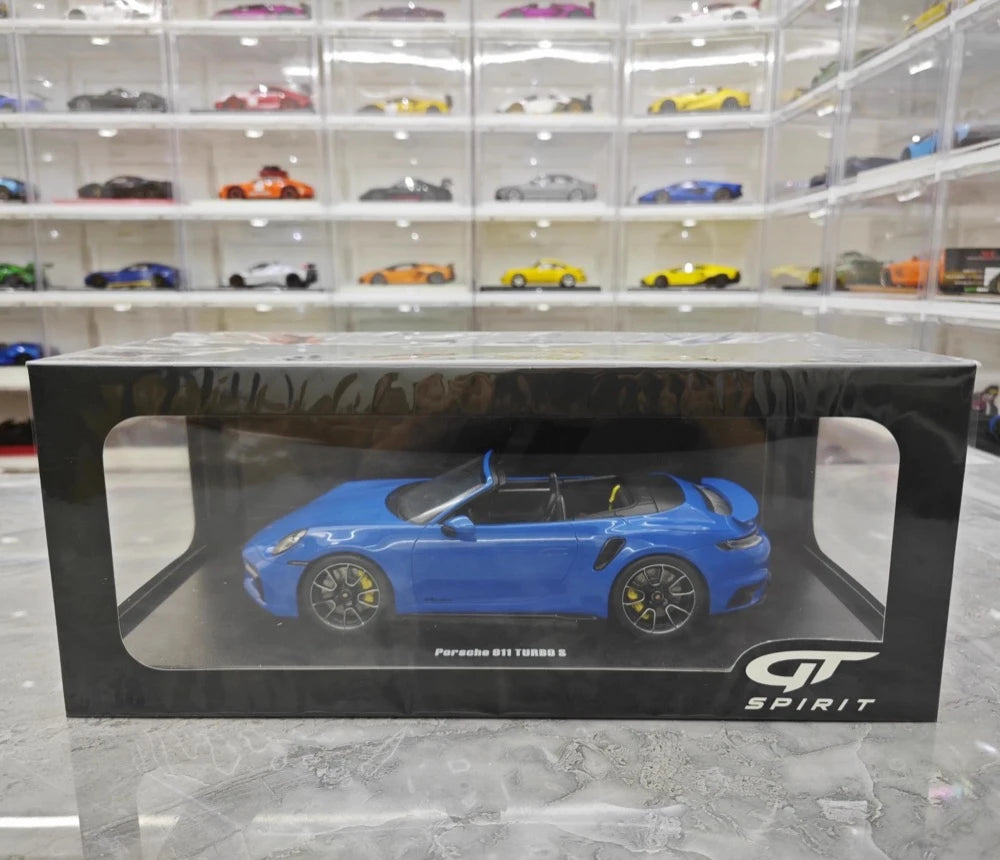 [GT Spirit] 1:18 Porsche 2023 911 992 Turbo S Cabriolet Blue Model Car Resin