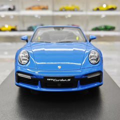 [GT Spirit] 1:18 Porsche 2023 911 992 Turbo S Cabriolet Blue Model Car Resin