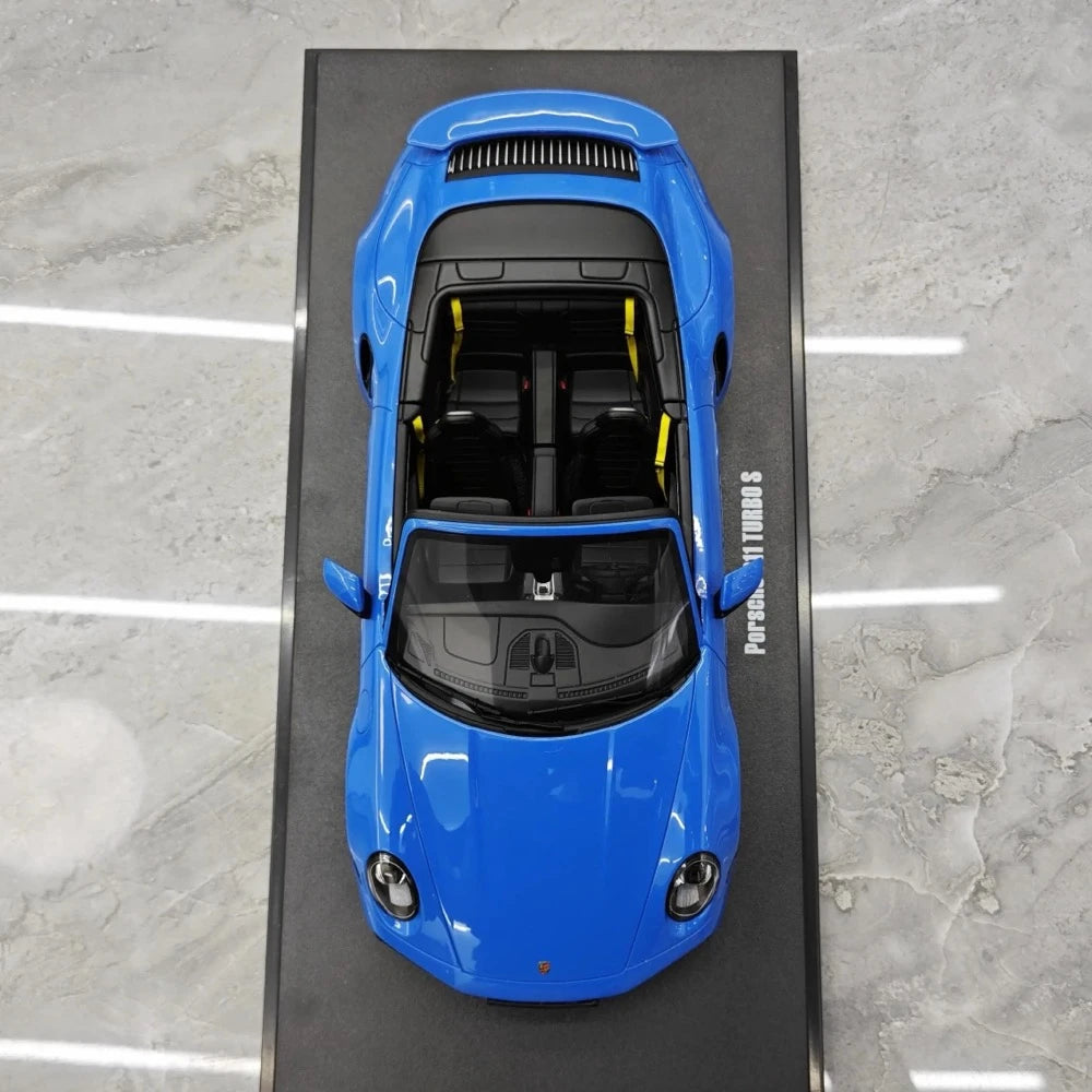 [GT Spirit] 1:18 Porsche 2023 911 992 Turbo S Cabriolet Blue Model Car Resin
