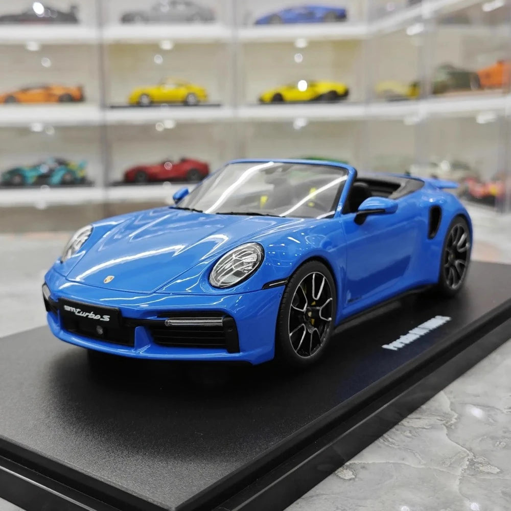 [GT Spirit] 1:18 Porsche 2023 911 992 Turbo S Cabriolet Blue Model Car Resin