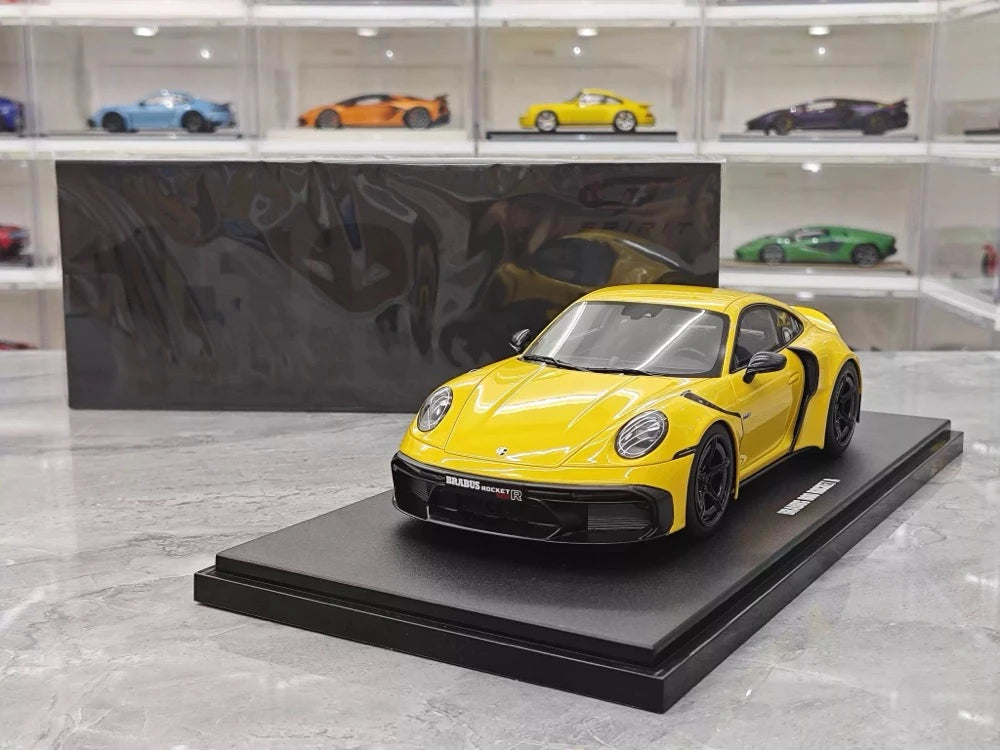 [GT Spirit] 1:18 Porsche 2023 911 Turbo S BRABUS Rocket 900 Yellow Model Car Resin